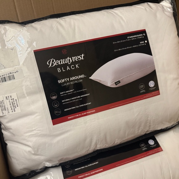 🎉LAST PIECE🎉2PC BEAUTYREST BLACK Luxurious Down And Feather Blend Pillow - Picture 4 of 10